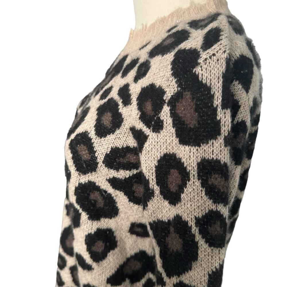 Aqua Distressed Leopard Print 100% Cashmere Sweater Edgy Animal Grunge 80s Small - Picture 8 of 12